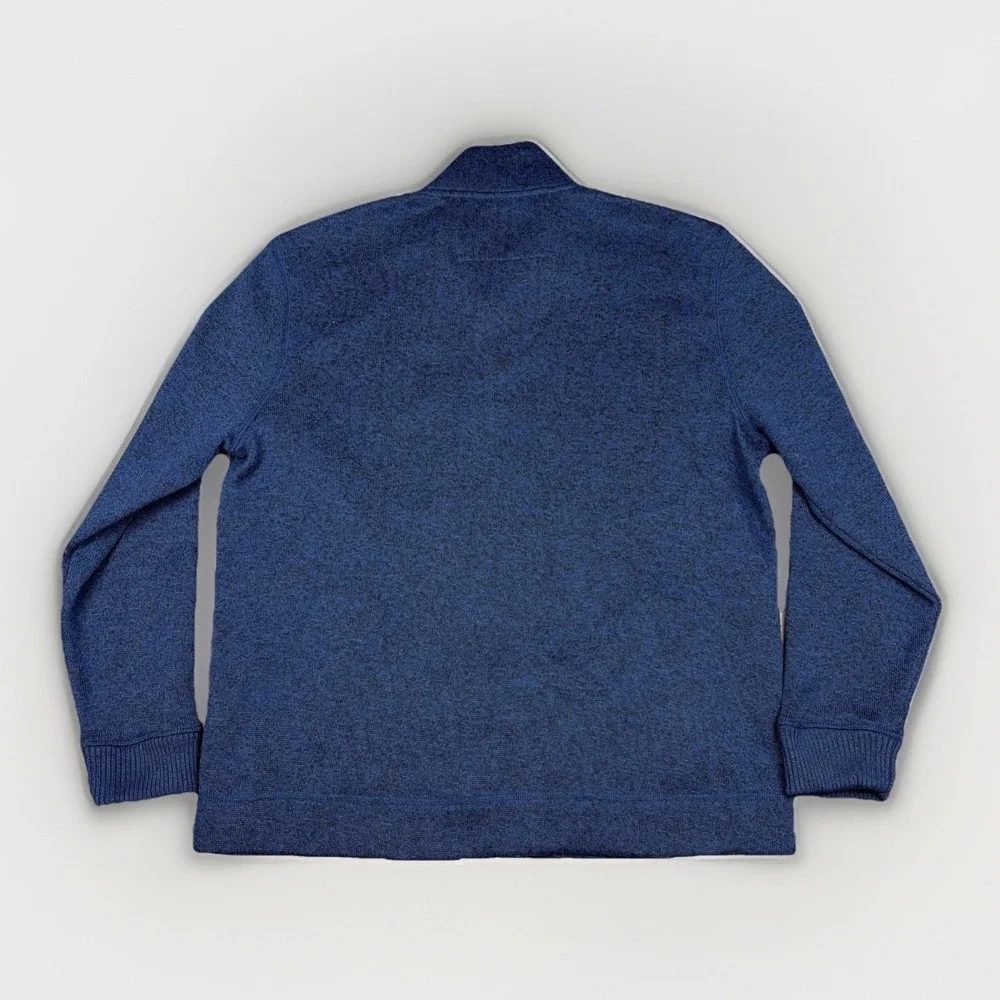 Banana Republic Pullover Mens XL Blue Marled Button Mock Neck Sweater Pockets